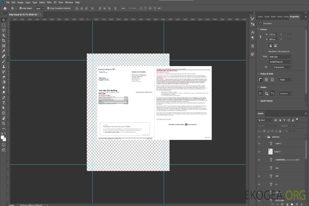 Modèle de relevé bancaire USA Bank of America au format Excel et PDF (4 pages), version 3 template